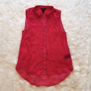 H&M Sheer Sleeveless Hot Pink Blouse Top, US 6